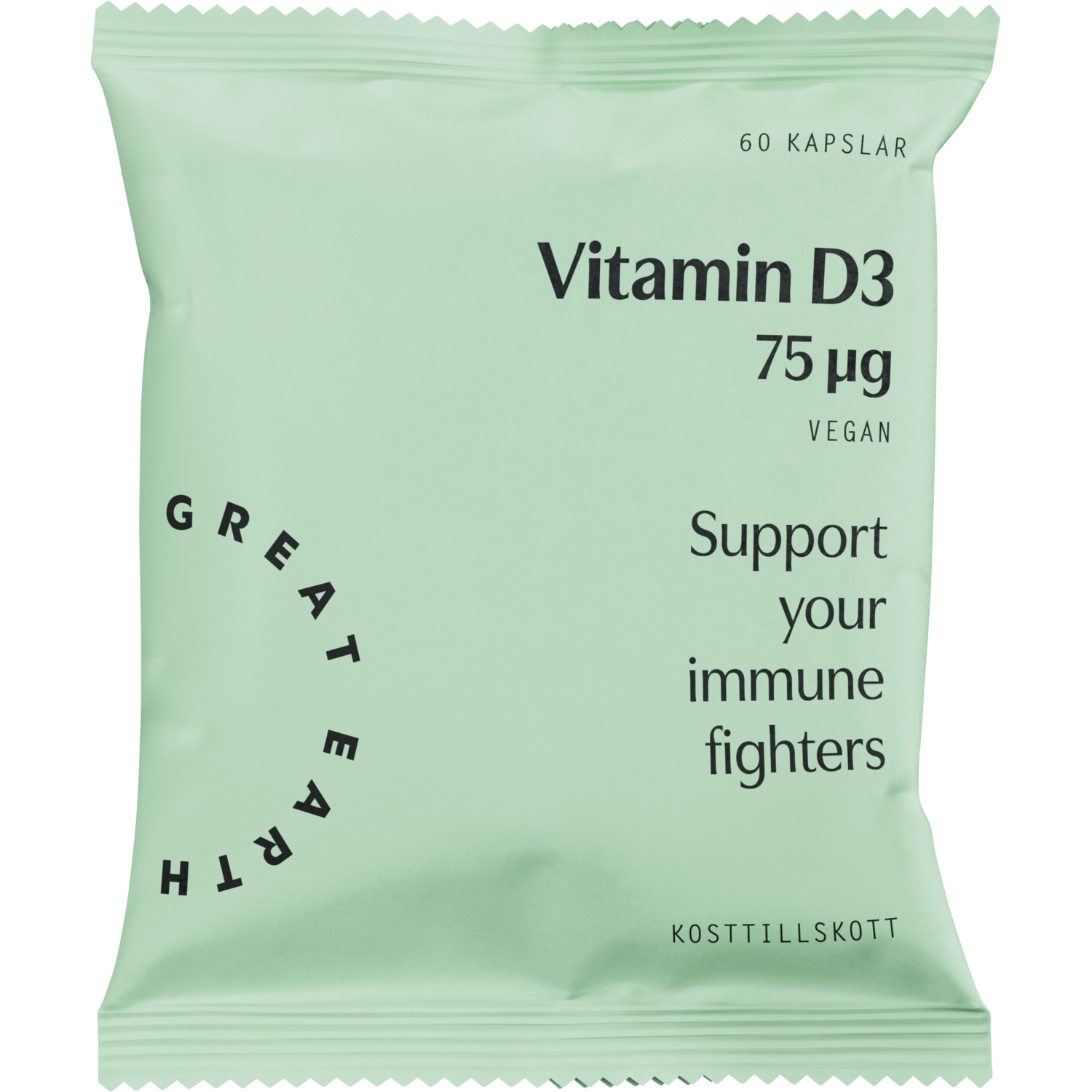 Alternativ bild 1 för Great Earth Vegansk Vitamin D3 75 μg Refill 60 kapslar
