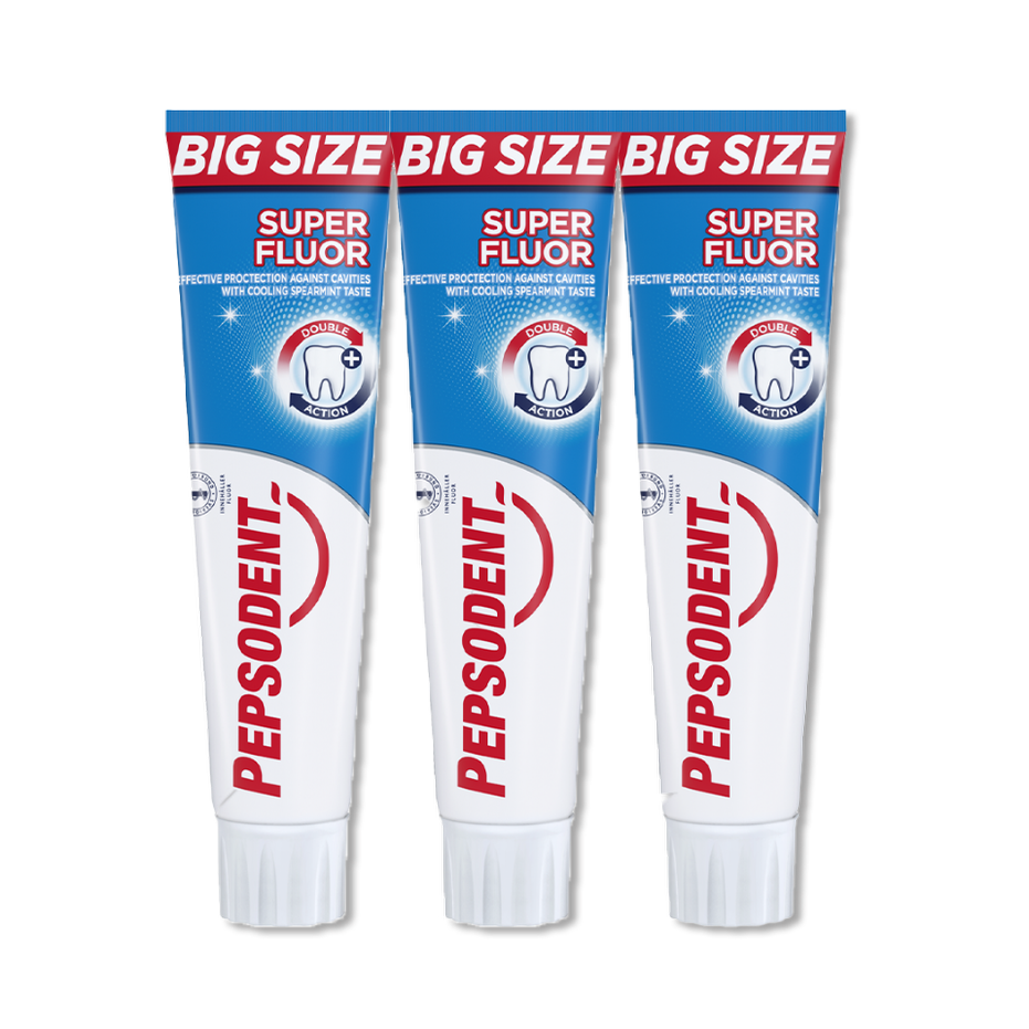 Pepsodent Super Fluor Tandkräm 3-pack