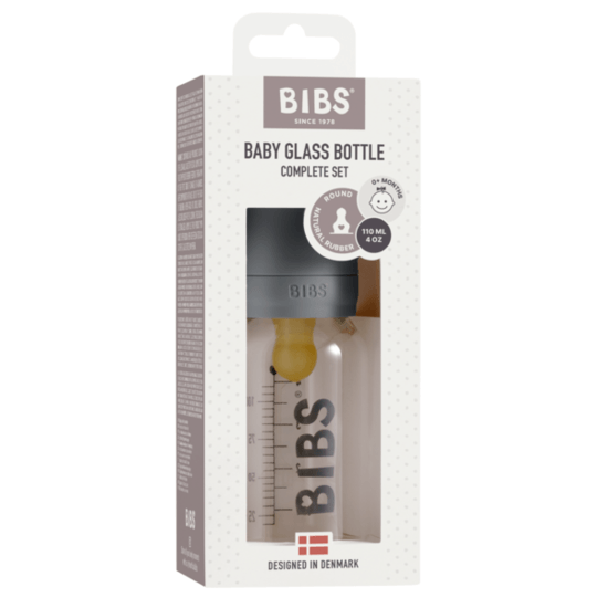 BIBS Baby Glass Bottle Complete Set Latex Iron 110 ml