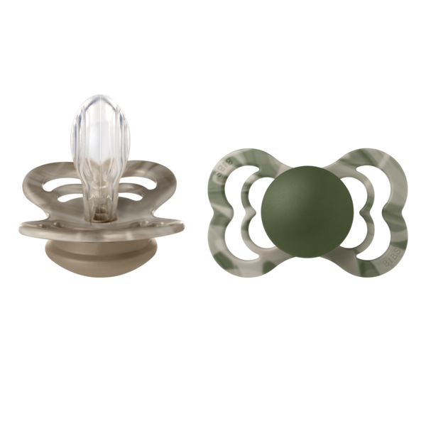 BIBS Supreme Tie Dye Camo Silicone Size 2 Green Mix 2-pack