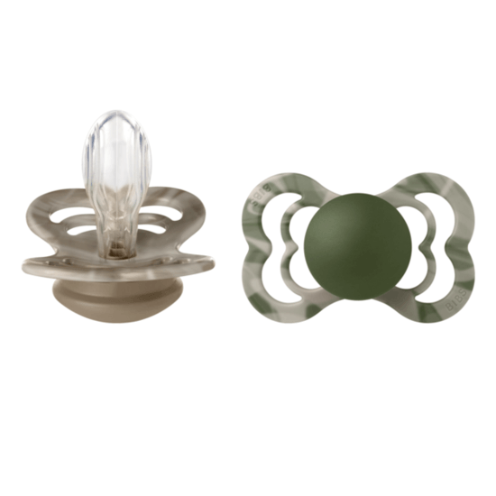 BIBS Supreme Tie Dye Camo Silicone Size 2 Green Mix 2-pack