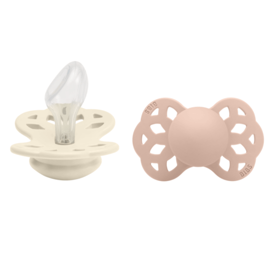 BIBS Infinity Silicone Anatomical Size 2 Ivory/Blush 2-pack