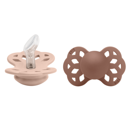 BIBS Infinity Silicone Anatomical Size 1 Blush/Woodchuck 2-pack