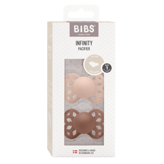 BIBS Infinity Silicone Anatomical Size 1 Blush/Woodchuck 2-pack