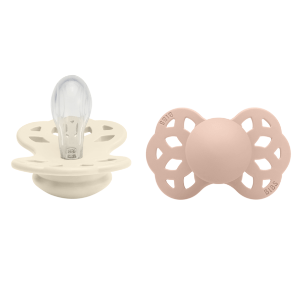 BIBS Infinity Silicone Symmetrical Size 1 Ivory/Blush 2-pack