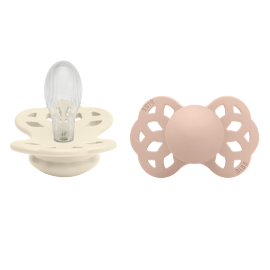 BIBS Infinity Silicone Symmetrical Size 2 Ivory/Blush 2-pack