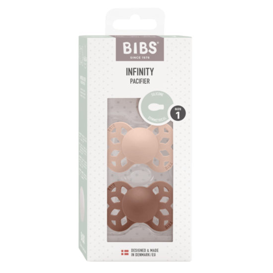 BIBS Infinity Silicone Symmetrical Size 1 Blush/Woodchuck 2-pack