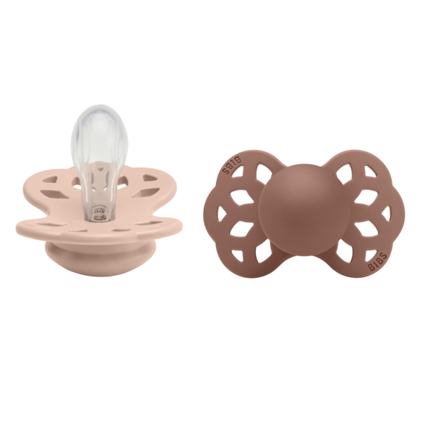 BIBS Infinity Silicone Symmetrical Size 1 Blush/Woodchuck 2-pack