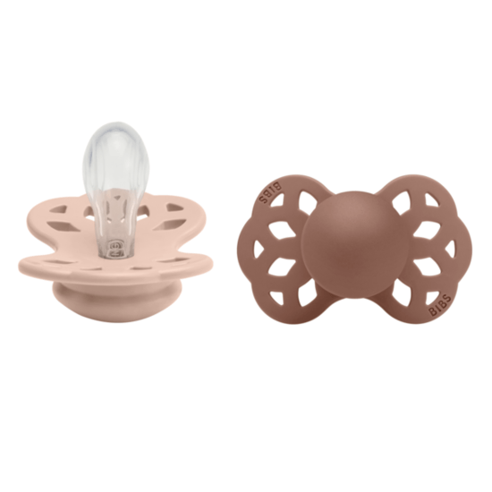BIBS Infinity Silicone Symmetrical Size 1 Blush/Woodchuck 2-pack