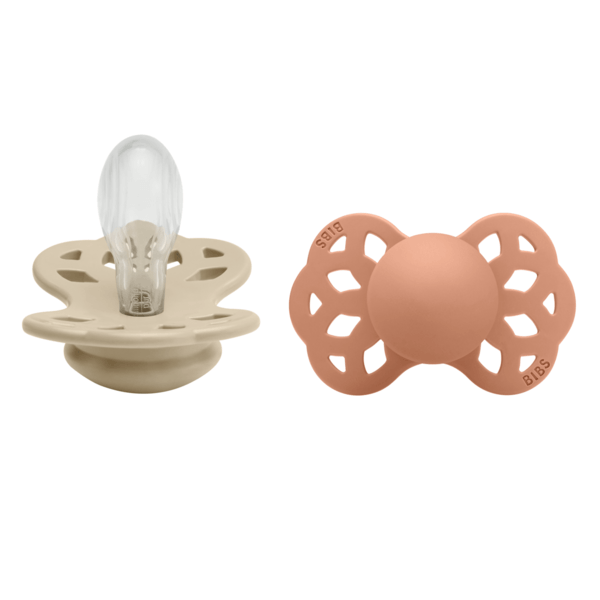 BIBS Infinity Silicone Symmetrical Size 2 Vanilla/Peach 2-pack