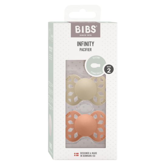 BIBS Infinity Silicone Symmetrical Size 2 Vanilla/Peach 2-pack
