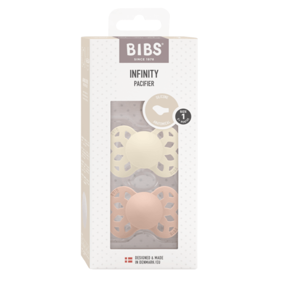 BIBS Infinity Silicone Anatomical Size 1 Ivory/Blush 2-pack