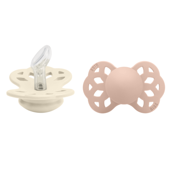 BIBS Infinity Silicone Anatomical Size 1 Ivory/Blush 2-pack