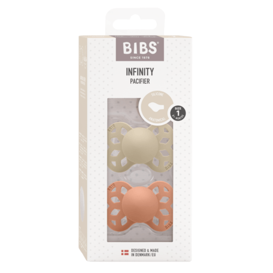 BIBS Infinity Silicone Anatomical Size 1 Vanilla/Peach 2-pack