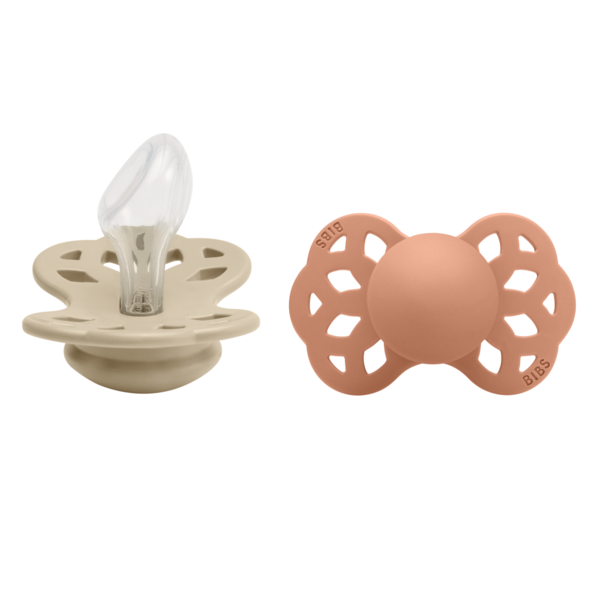 BIBS Infinity Silicone Anatomical Size 2 Vanilla/Peach 2-pack