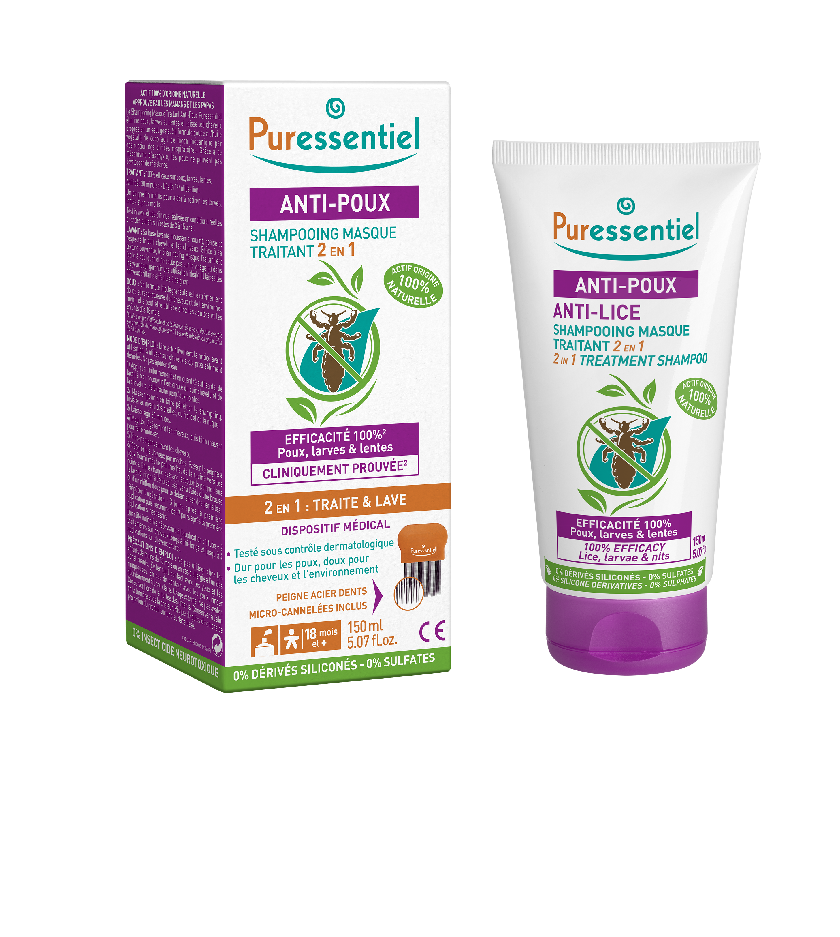 Puressentiel Lusmedel 2 in 1 Treatment Schampo 150 ml