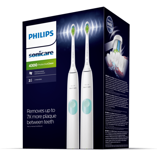 Philips Sonicare 4300 series med resefodral Vit 2-pack