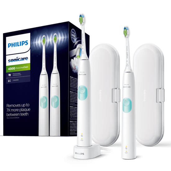 Philips Sonicare 4300 series med resefodral Vit 2-pack