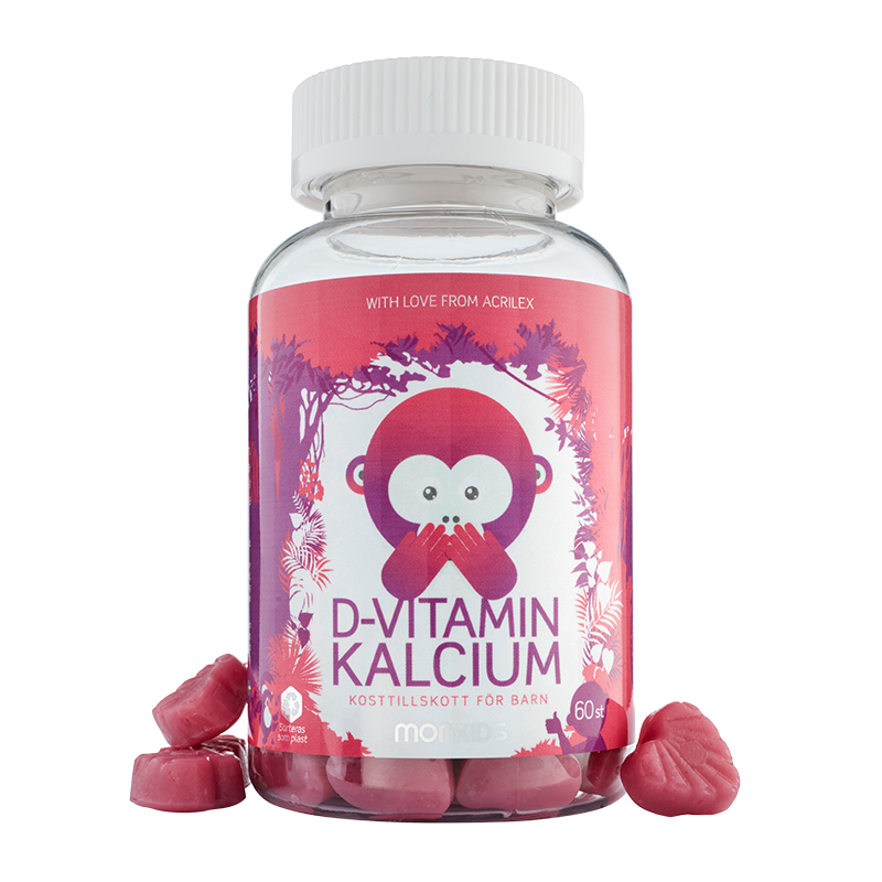 Monkids D-vitamin + Kalcium Jordgubb Barn 60 tuggtabletter