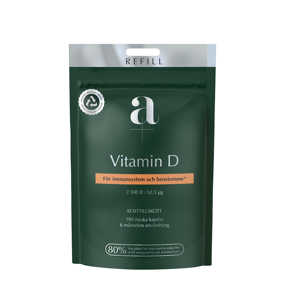A+ Vitamin D refillpåse 180 mjuka kapslar