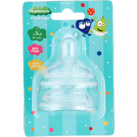 Babblarna Flasknapp 6+ månader Large 2-pack