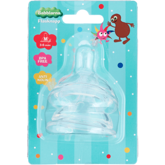 Babblarna Flasknapp 3-6 månader Medium 2-pack