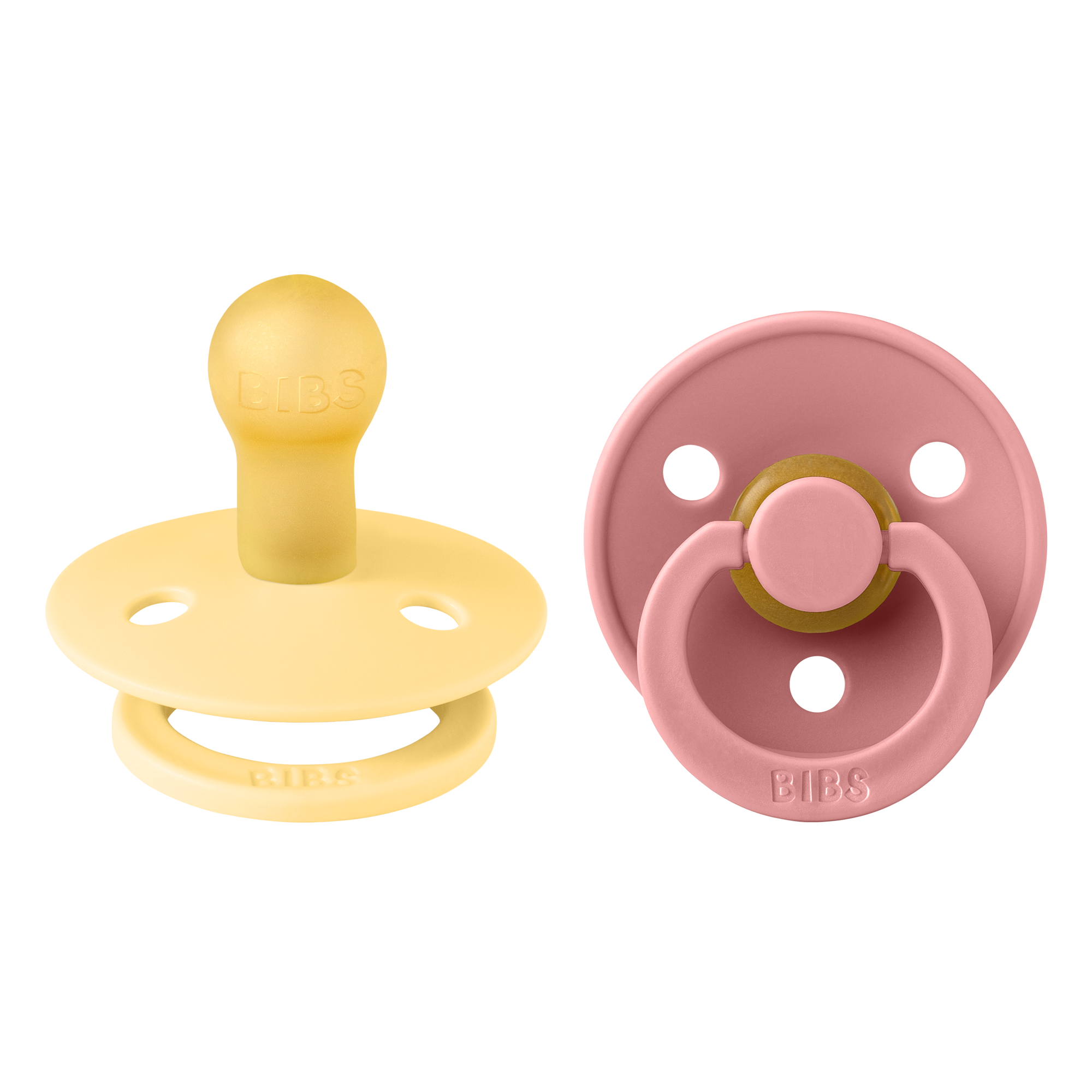 BIBS Colour Latex Size 1 Pale Butter/Dusty Pink 2-pack