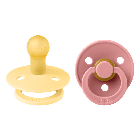 BIBS Colour Latex Size 1 Pale Butter/Dusty Pink 2-pack