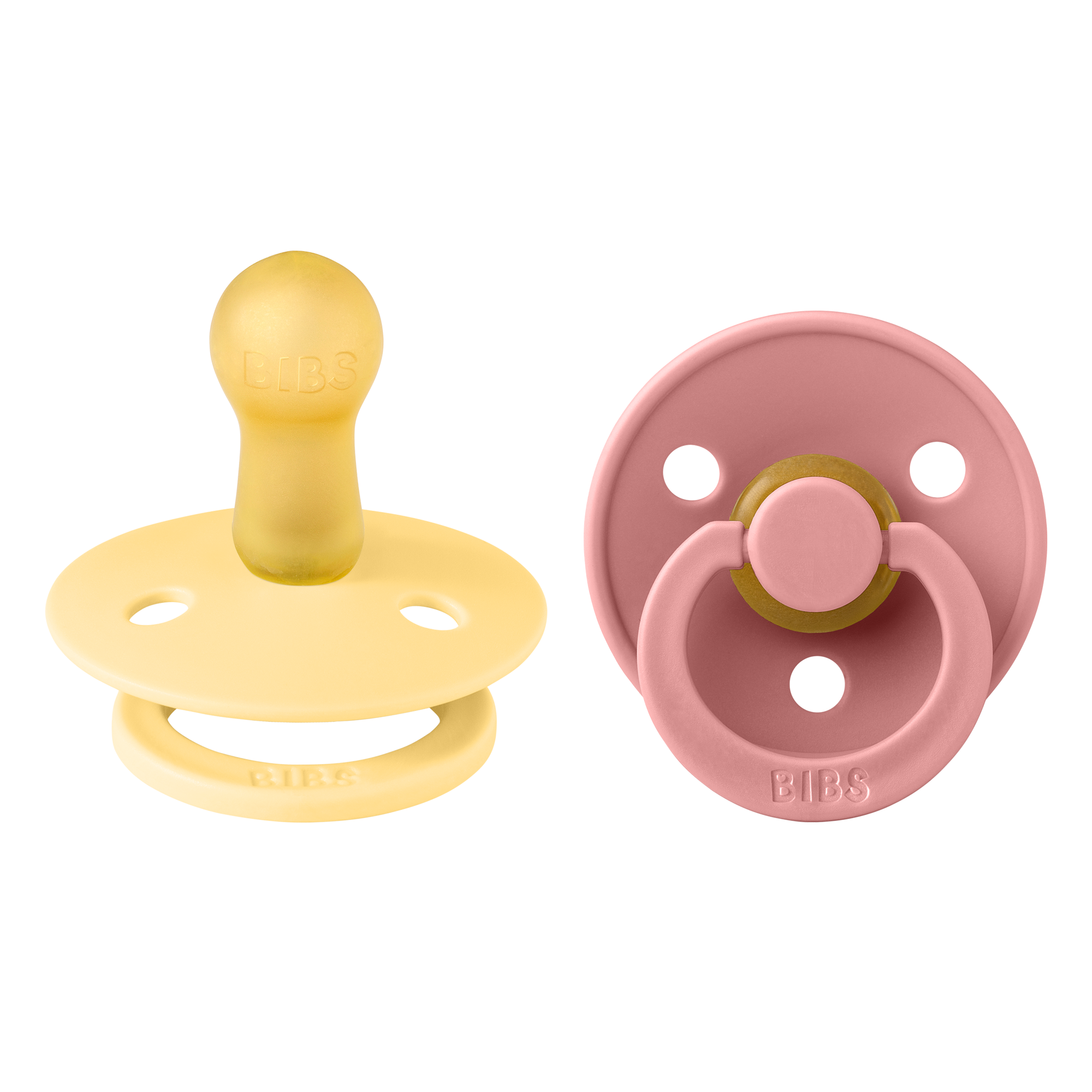 BIBS Colour Latex Size 2 Pale Butter/Dusty Pink 2-pack