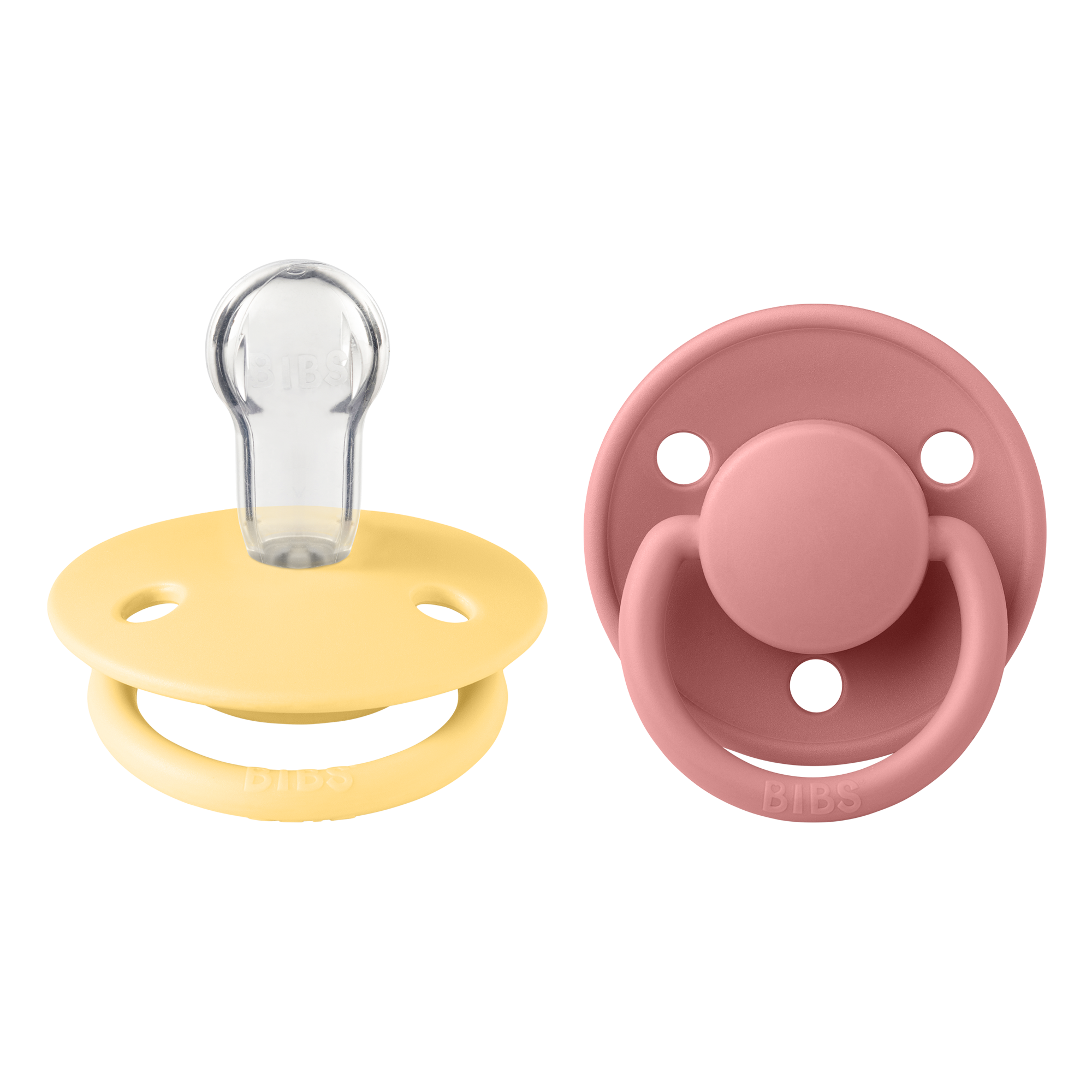 BIBS De Lux Silicone Onesize Pale Butter/Dusty Pink 2-pack