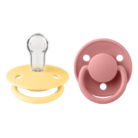 BIBS De Lux Silicone Onesize Pale Butter/Dusty Pink 2-pack