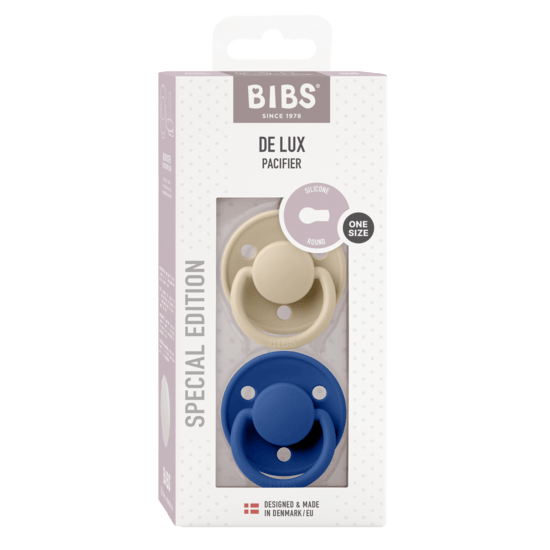 BIBS De Lux Silicone Onesize Vanilla/Cornflower 2-pack
