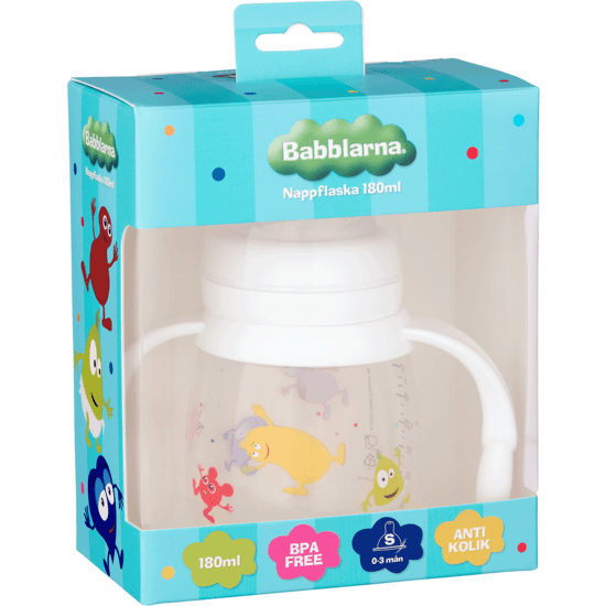 Babblarna Nappflaska med handtag Vit 180 ml