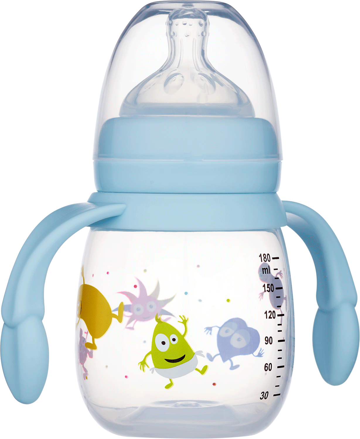 Babblarna Nappflaska med handtag Blå 180 ml