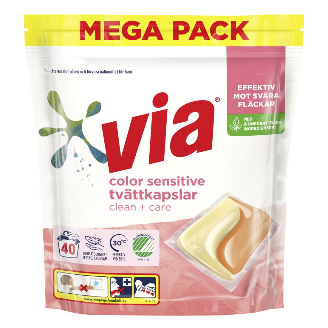 Via Tvättkapslar Color Sensitive 40-pack
