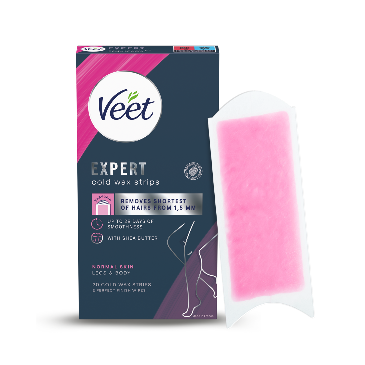 Alternativ bild 1 för Veet Expert Vaxremsor Normal hud för ben & kropp 20 st