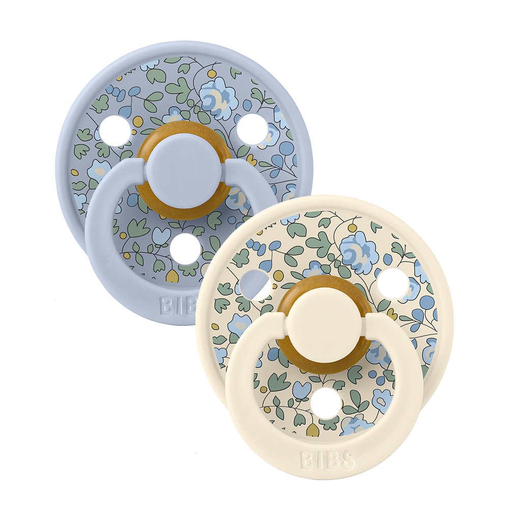BIBS x Liberty Colour Latex Size 1 Eloise Dusty Blue Mix 2-pack