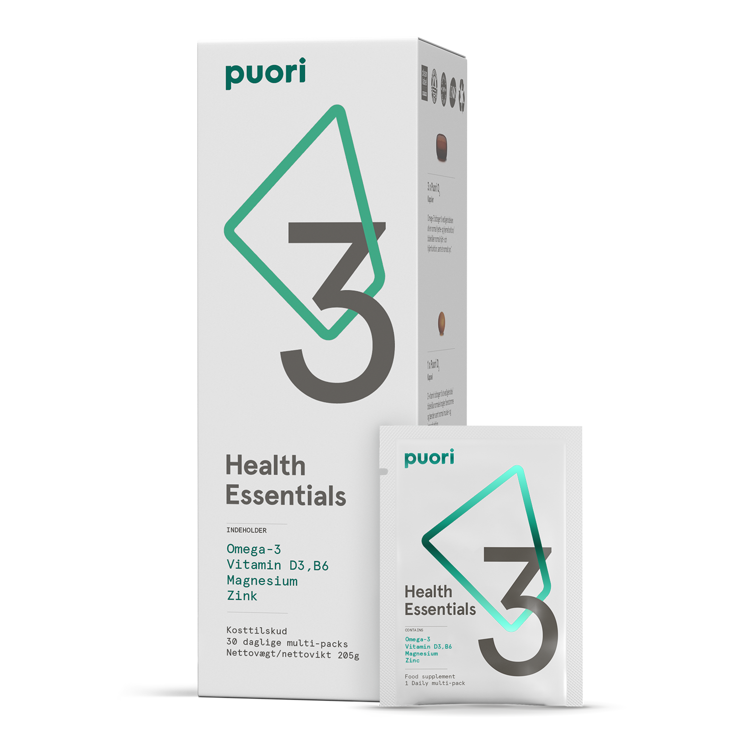 Puori 3 Omega-3, Vitamin D3, Magnesium 30 doser