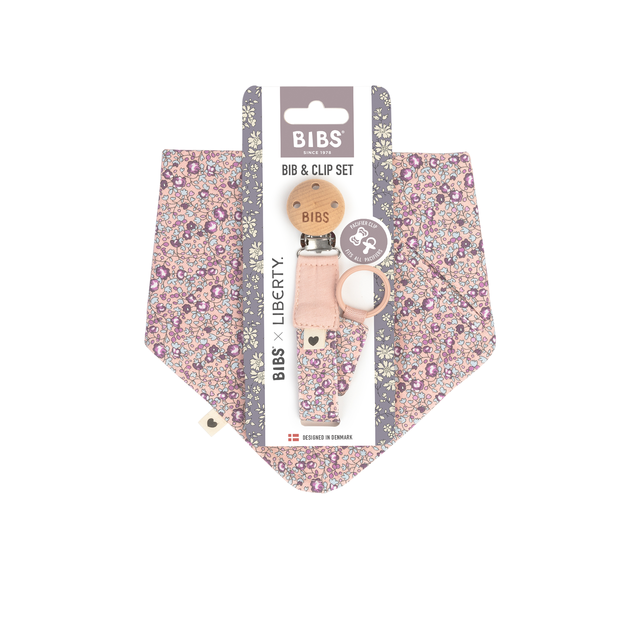 BIBS x Liberty Bib & Clip Set Eloise Blush