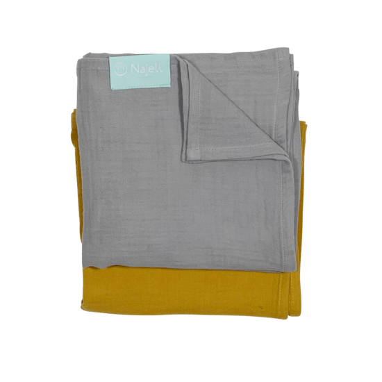 Najell Muslinfiltar Dijon Yellow/Mercury Grey 2-pack