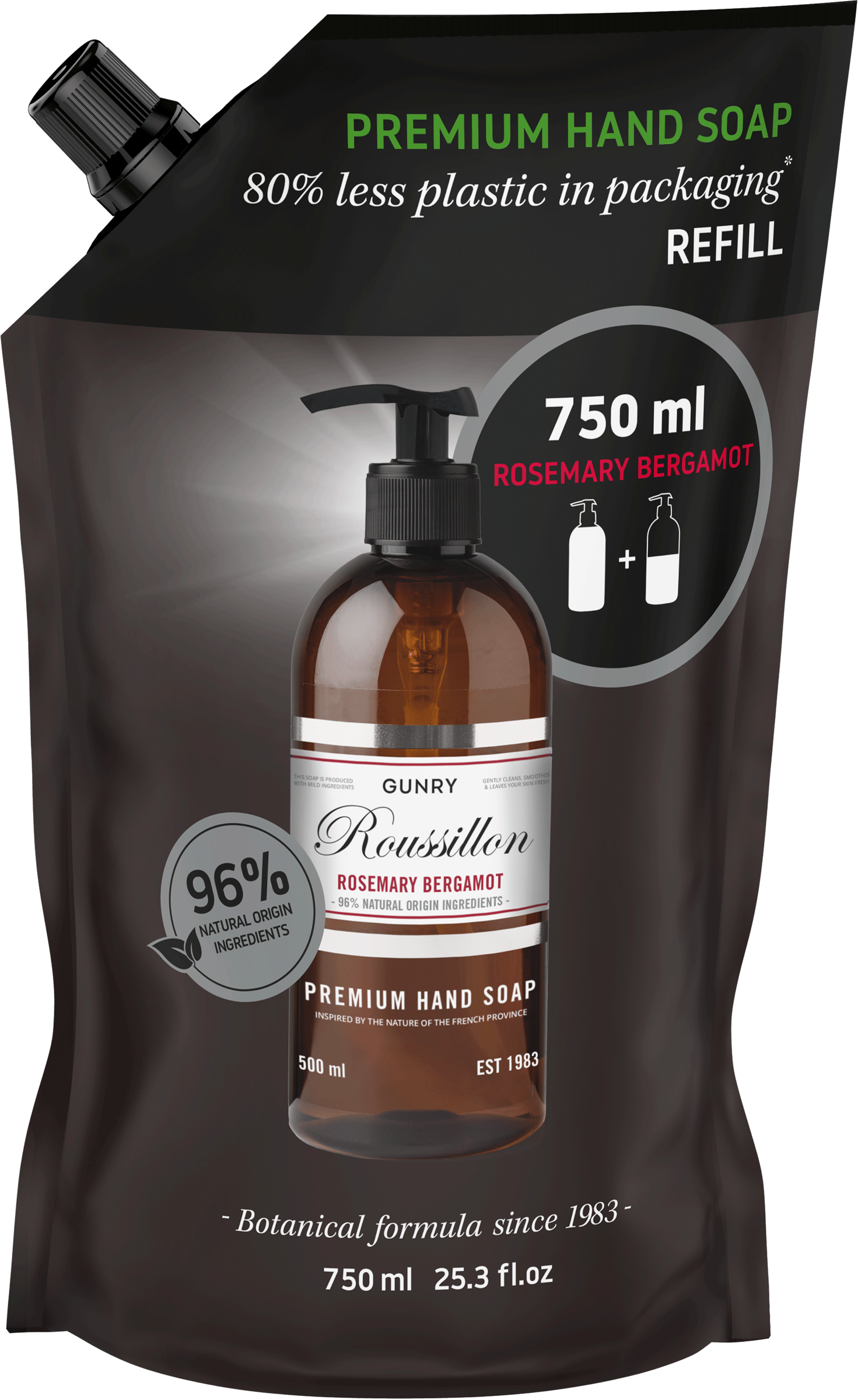 Gunry Flytande Tvål Premium Refill Rosemary Berg 750 ml