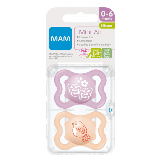 MAM Air Silicone Pink 0-6m 2-pack