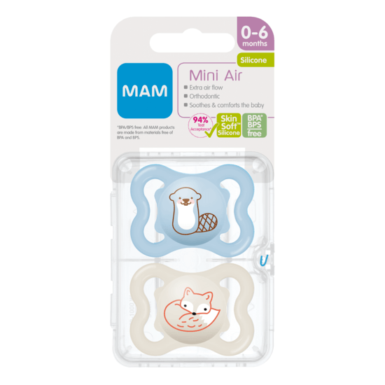 MAM Air Silicone Blue 0-6m 2-pack