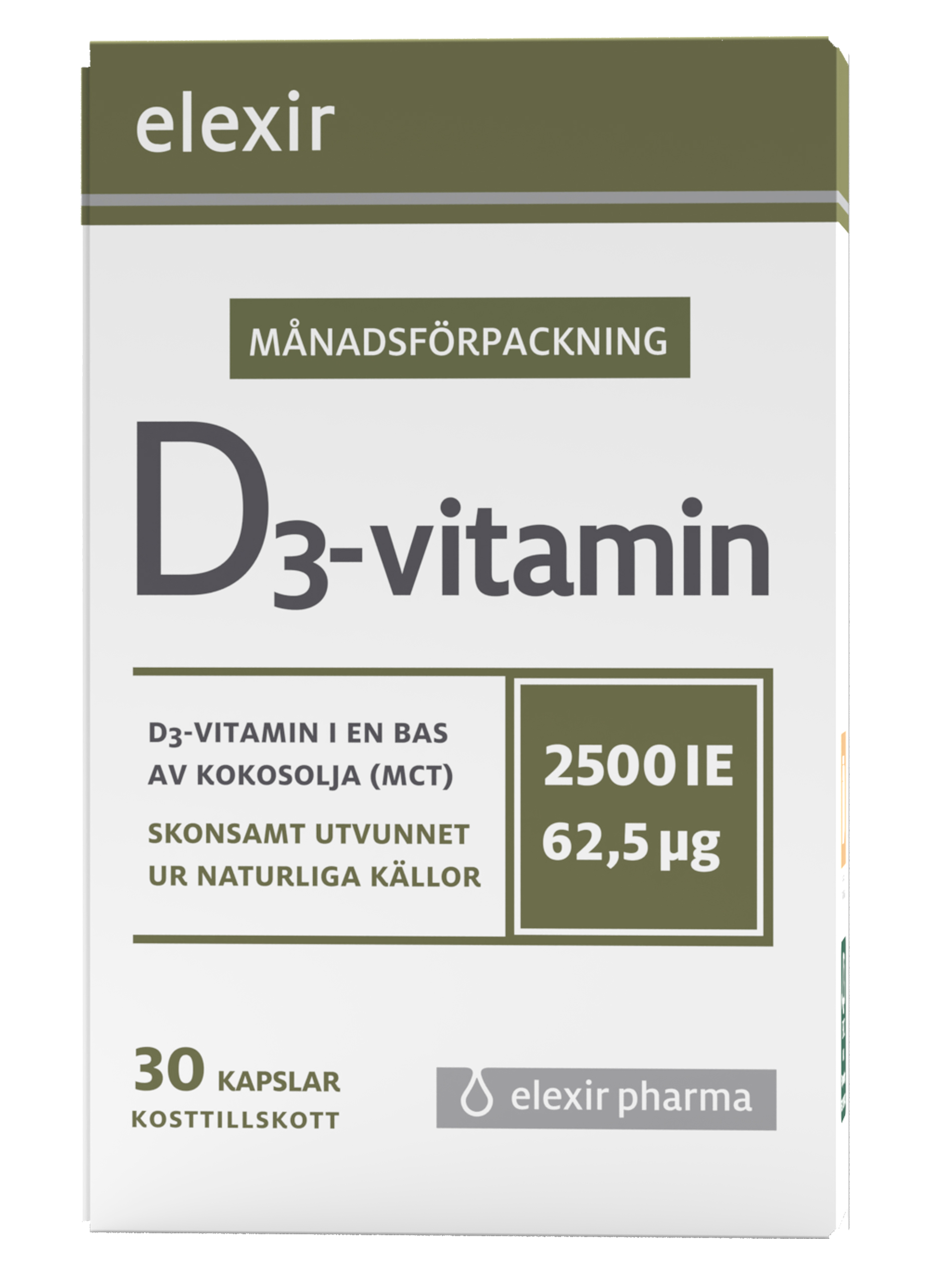 Elexir Pharma D3 Vitamin 2500IE 30 kapslar