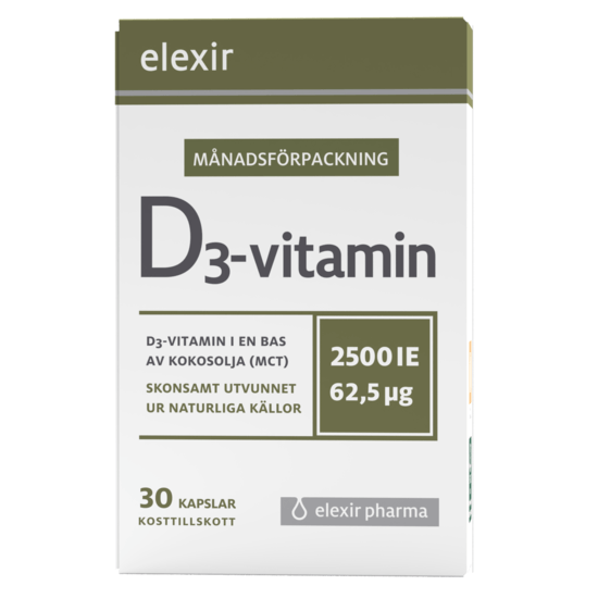 Elexir Pharma D3 Vitamin 2500IE 30 kapslar