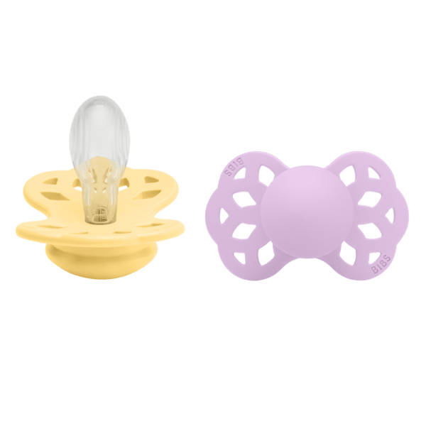 BIBS Infinity Silicone Symmetrical Size 2 Pale Butter/Violet Sky 2-pack