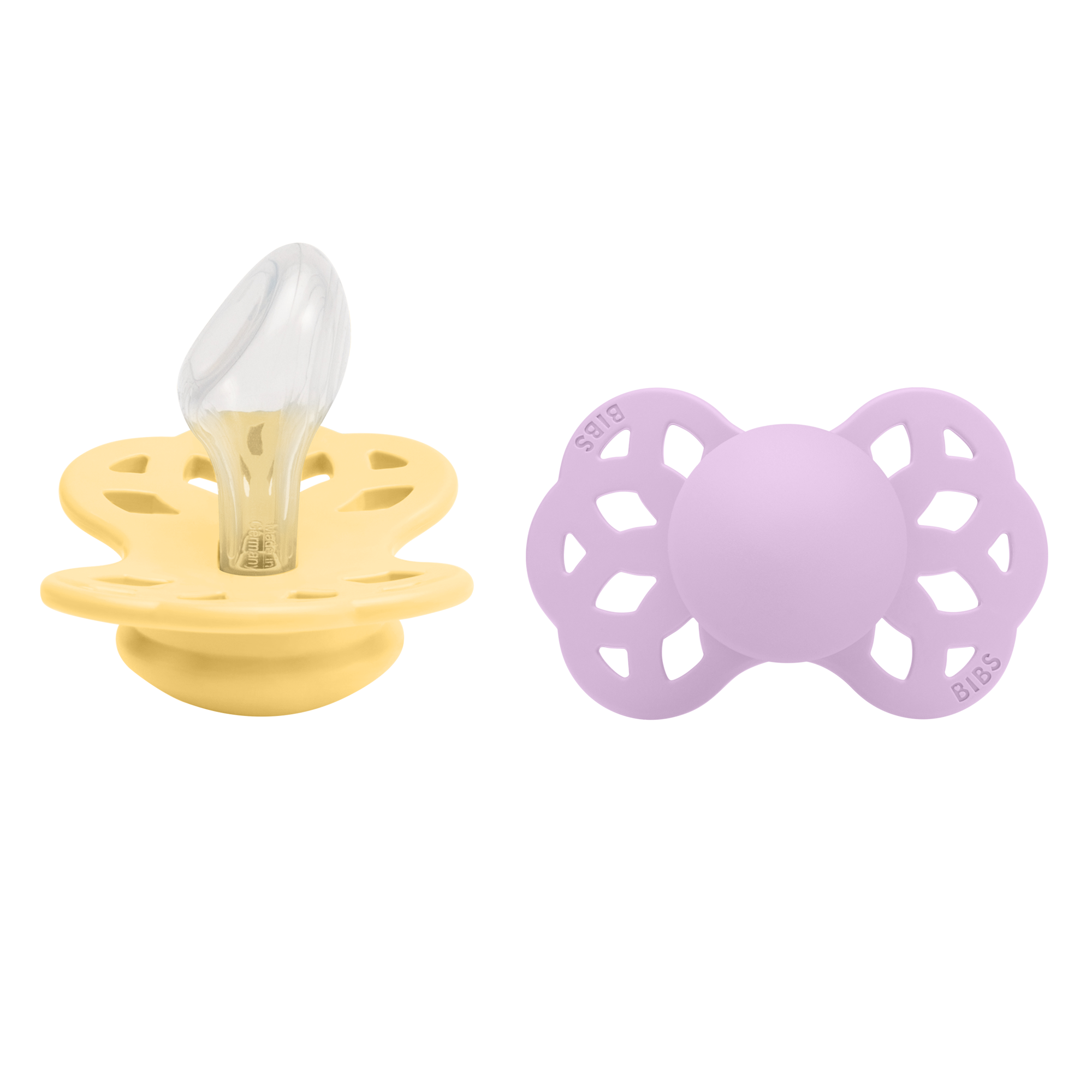 BIBS Infinity Silicone Anatomical Size 2 Pale Butter/Violet Sky 2-pack