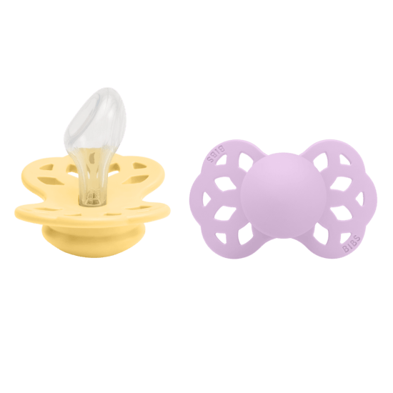 BIBS Infinity Silicone Anatomical Size 2 Pale Butter/Violet Sky 2-pack