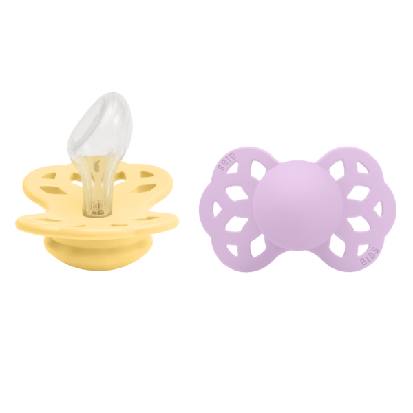 BIBS Infinity Silicone Anatomical Size 2 Pale Butter/Violet Sky 2-pack