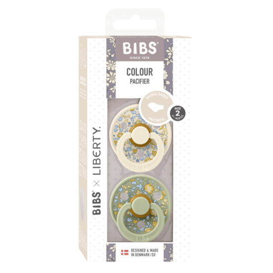 BIBS x Liberty Colour Eloise Latex Size 2 Anatomical Sage Mix 2-pack